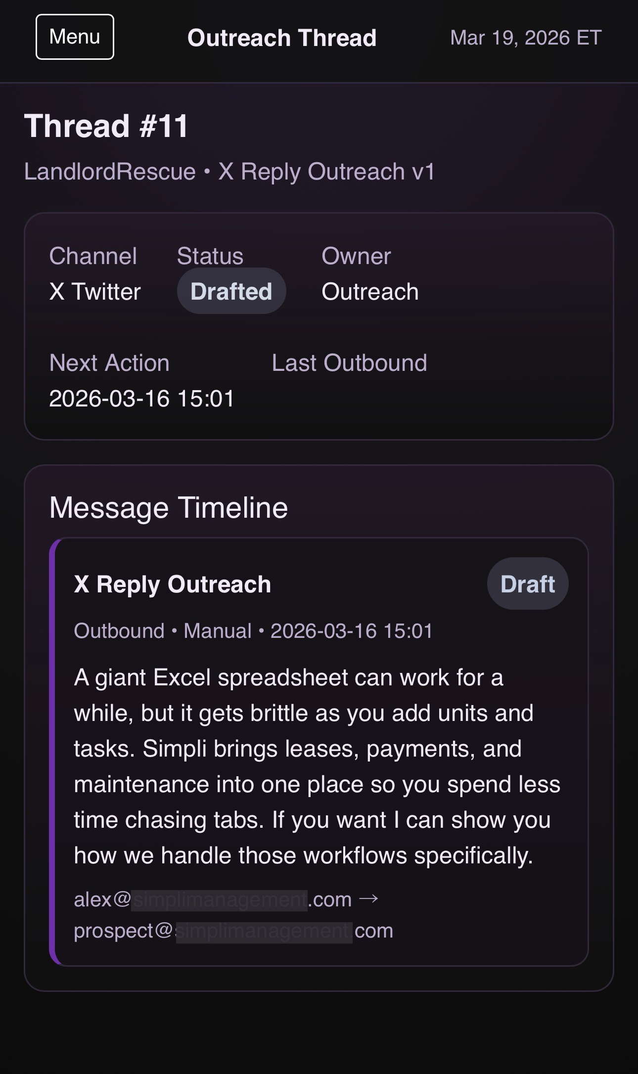 X post surfaced by Staffiva with a recommended reply
